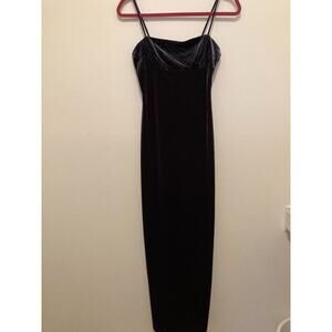 Vintage Y2K XOXO Dress Womens Small Dark Purple Velvet Beaded Maxi Long Fairy